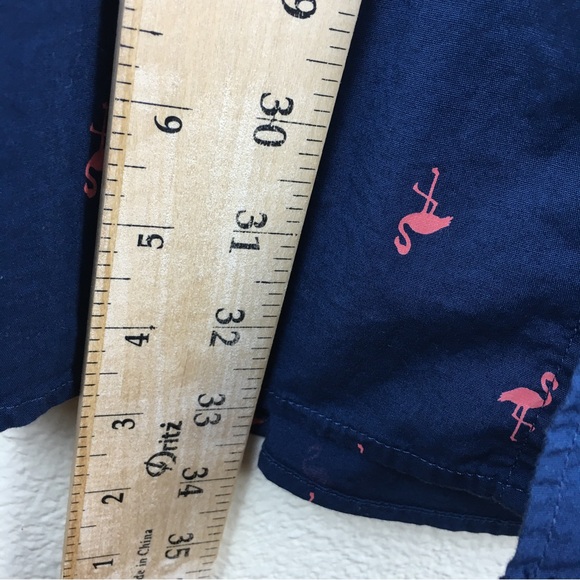 GEORGE CLASSIC FIT NAVY-BLUE PINK FLAMINGO PRINTED CASUAL BUTTON SHIRT MENS 3XL - Picture 11 of 14